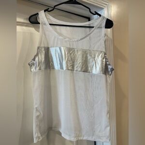 Men's Sheet White and Silver Tank Top